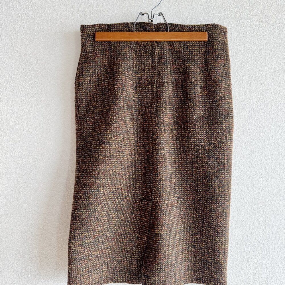 Vintage Wool Pencil Skirt Vintage‎ Brown Textured Skirt